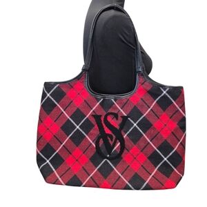 Victoria's Secret Red and Black Plaid Tote Bag
